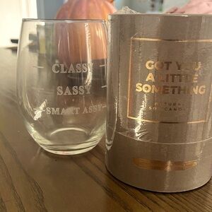 NWT- funny wine glass w/ BONUS